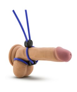Stay Hard Silicone Double Loop Lasso/Bolo Cockring Blue
