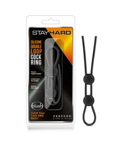 Stay Hard Silicone Double Loop Lasso/Bolo Cockring Black