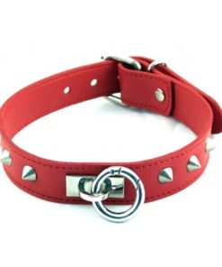 Rouge O Ring Studded Collar Red