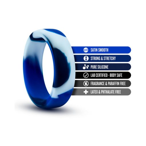 Performance Silicone Camo Cock Ring Blue Camouflage - Image 4
