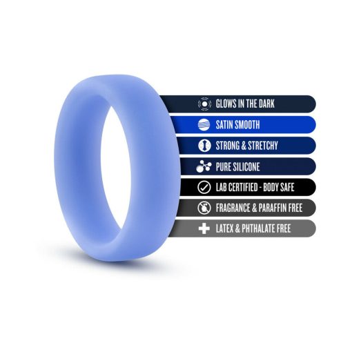 Performance Silicone Glo Cock Ring Blue Glow - Image 5