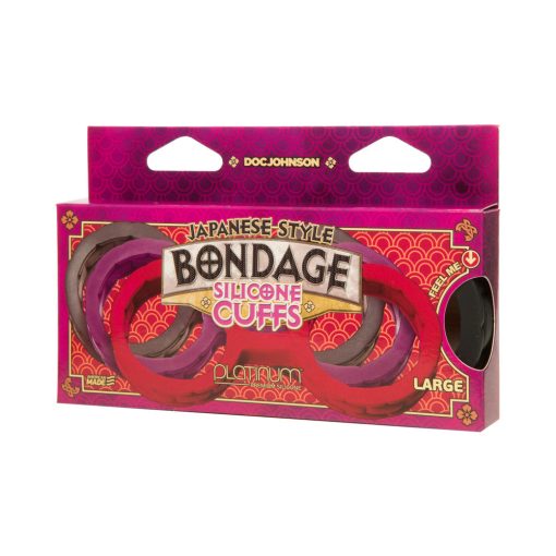 Japanese Bondage Silicone Cuffs Large Black - Image 3