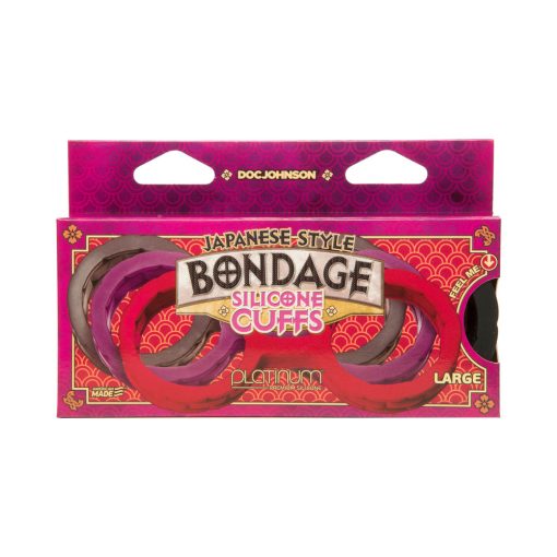 Japanese Bondage Silicone Cuffs Large Black - Image 4
