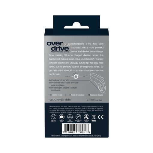 Vedo Overdrive+ Rechargeable Vibrating Ring - Just Black - Image 8