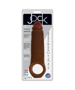 Curve Toys Jock 2 In. Enhancer With Ball Strap Extension Sheath Brown