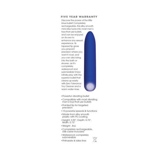 Zero Tolerance All Mighty Rechargeable Bullet Vibrator Blue - Image 6