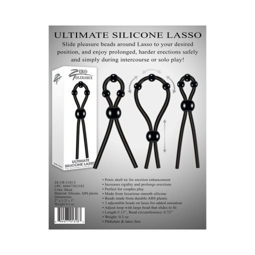 Zero Tolerance Ultimate Silicone Lasso Adjustable Cockring Black - Image 8