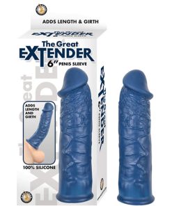 The Great Extender 6In Penis Sleeve Silicone Blue