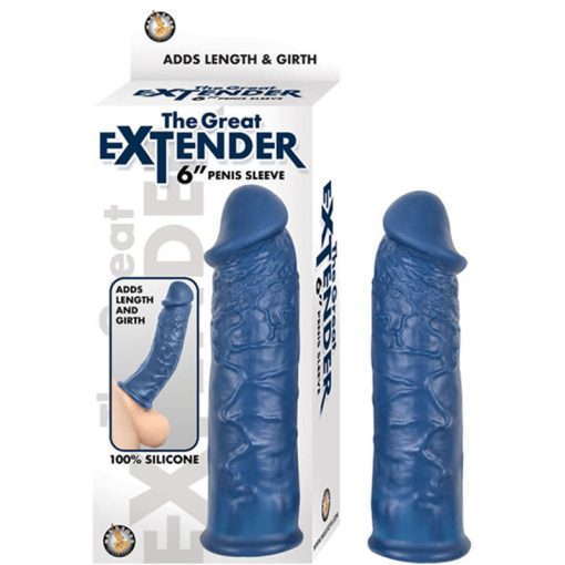 The Great Extender 6In Penis Sleeve Silicone Blue