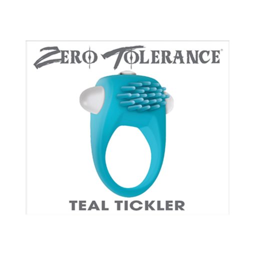 Zero Tolerance Teal Tickler Single-Speed Vibrating Silicone Cockring Teal - Image 6