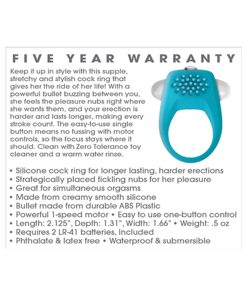 Zero Tolerance Teal Tickler Single-Speed Vibrating Silicone Cockring Teal