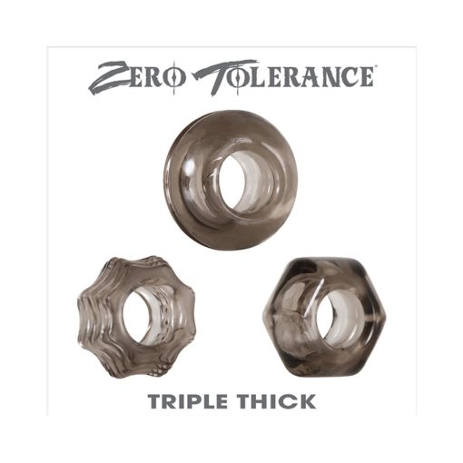 Zero Tolerance Triple Thick 3-Piece Cockring Set Smoke - Image 6