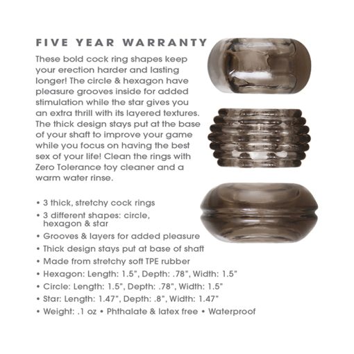 Zero Tolerance Triple Thick 3-Piece Cockring Set Smoke - Image 7