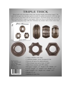Zero Tolerance Triple Thick 3-Piece Cockring Set Smoke