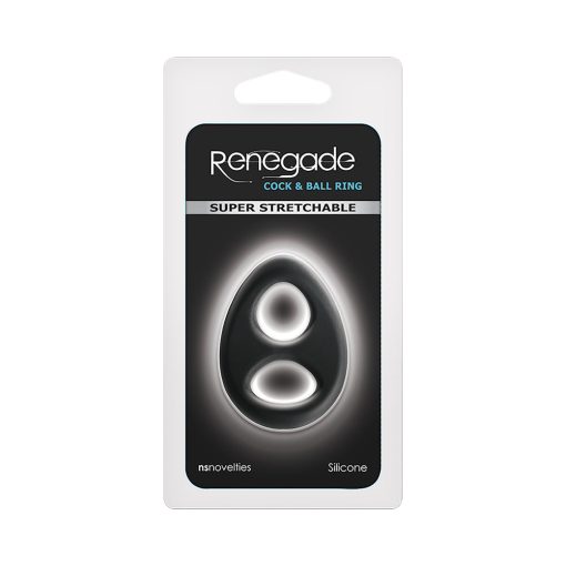 Renegade Romeo cock and ball ring black dual silicone design for stamina and orgasm intensity
