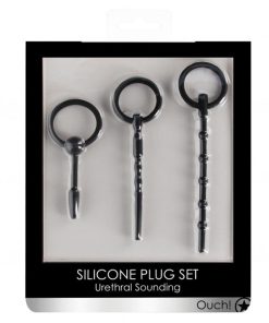 Ouch! Urethral Sounding 3-Piece Silicone Plug Set Black