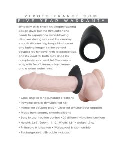 Zero Tolerance Night Rider Rechargeable Vibrating Silicone Cockring Black