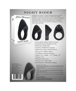 Zero Tolerance Night Rider Rechargeable Vibrating Silicone Cockring Black