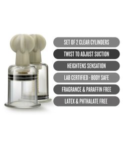 Temptasia Clit And Nipple Twist Suckers 2-Piece Set Large Clear