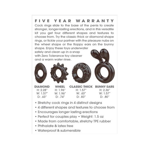 Zero Tolerance Ring My Bell 4-Piece Cockring Set Black - Image 6
