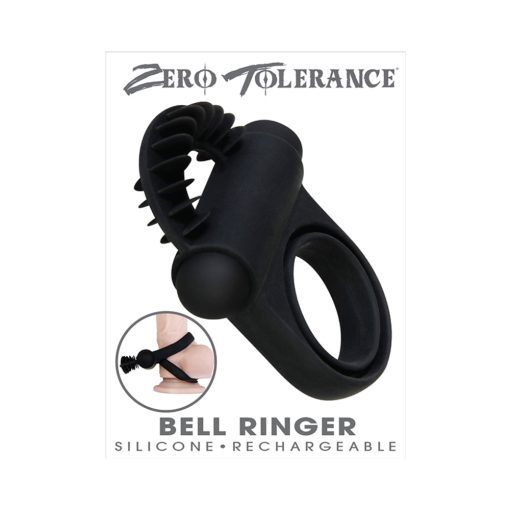 Zero Tolerance Bell Ringer Rechargeable Vibrating Flicking Silicone Cockring Black - Image 12