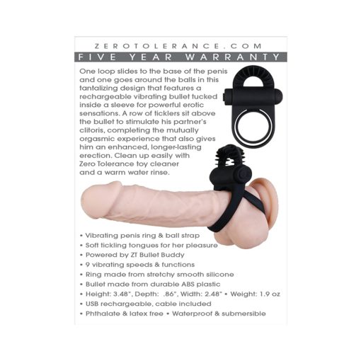 Zero Tolerance Bell Ringer Rechargeable Vibrating Flicking Silicone Cockring Black - Image 13