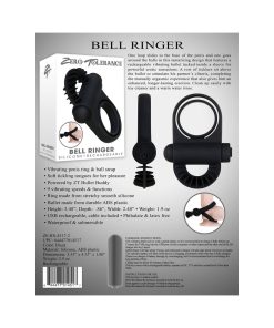 Zero Tolerance Bell Ringer Rechargeable Vibrating Flicking Silicone Cockring Black