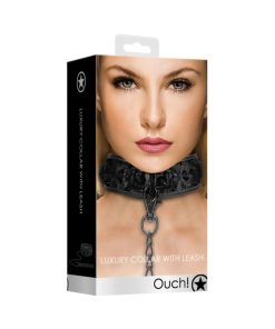 Ouch! Luxury Adjustable Collar With Leash Black