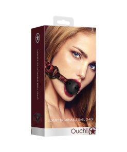 Ouch! Luxury Adjustable Breathable Ball Gag Burgundy