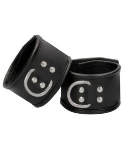 Ouch! Pain Saddle Leather Adjustable Restraint Handcuff With Padlock Black