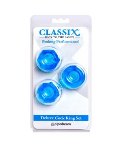 Classix 3-Piece Deluxe Cock Ring Set Blue