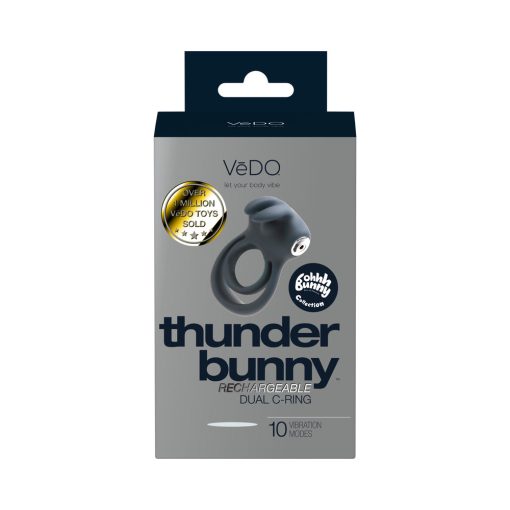 Vedo Thunder Bunny Rechargeable Dual Cockring Black - Image 5