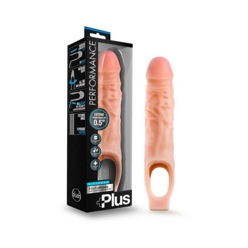 Performance Plus 9 In. Silicone Cock Sheath Penis Extender Sling Beige