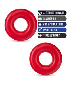 Stay Hard Donut Rings Oversized Cockring 2-Pack Red