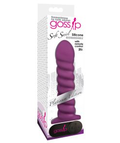 Gossip Soft Swirl Rechargeable Remote-Controlled Textured 7.5 In. Silicone Vibrating Dildo Violet