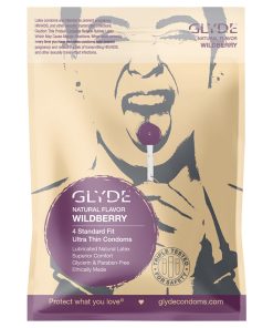 Glyde Ultra Natural  Flavor 4Pk Wildberry Condoms