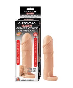 Natural Realskin Vibrating Xtender With Scrotum Ring-Flesh