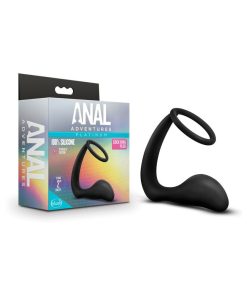 Anal Adventures Platinum Silicone Cock Ring Plug Black