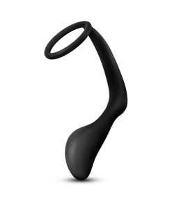 Anal Adventures Platinum Silicone Cock Ring Plug Black