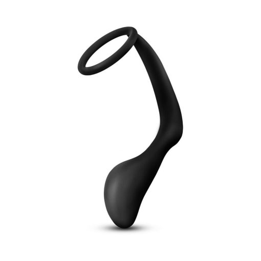 Anal Adventures Platinum Silicone Cock Ring Plug Black - Image 4