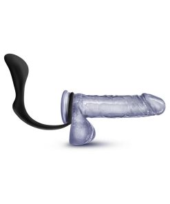 Anal Adventures Platinum Silicone Cock Ring Plug Black