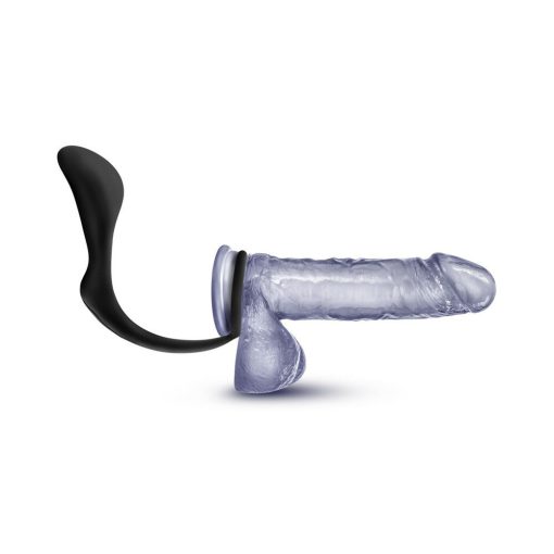 Anal Adventures Platinum Silicone Cock Ring Plug Black - Image 5
