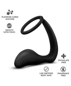 Anal Adventures Platinum Silicone Cock Ring Plug Black