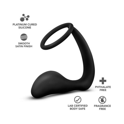 Anal Adventures Platinum Silicone Cock Ring Plug Black - Image 7