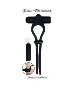 Zero Tolerance Black Tie Affair Rechargeable Silicone Cock Tie Cockring Black