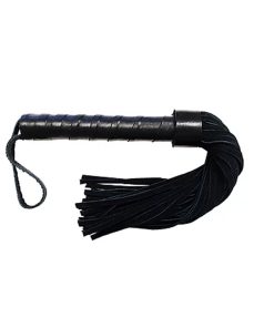 Short Suede Flogger With Leather Handle - Black