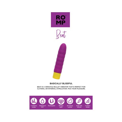 Romp Beat Rechargeable Silicone Bullet Vibrator Light Purple - Image 9