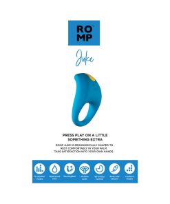 Romp Juke Rechargeable Silicone Vibrating Penis Ring Light Blue