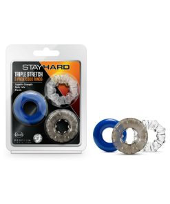 Stay Hard Triple Stretch Cockrings 3-Pack Assorted Colors