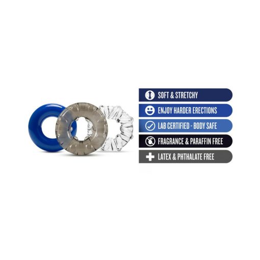 Stay Hard Triple Stretch Cockrings 3-Pack Assorted Colors - Image 5